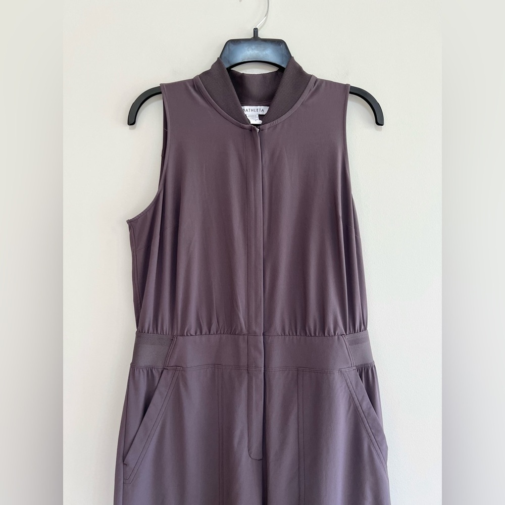 Athleta Brooklyn Sleeveless Front Zip Cargo Pant Utility Jumpsuit Romper Brown 8 - Picture 12 of 15